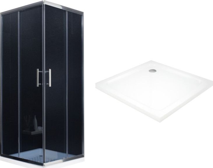 Mexen Mexen Rio kabina prysznicowa kwadratowa 90 x 90 cm, grafit, chrom brodzik Flat - 860-090-090-01-40-4010