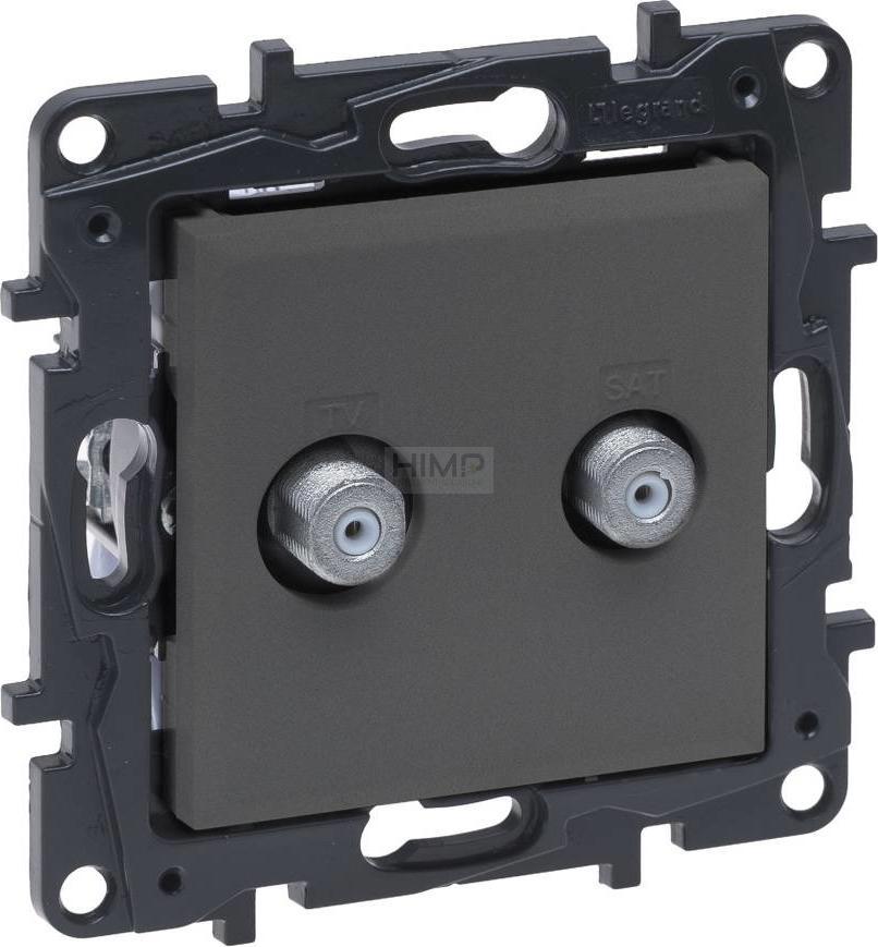 Legrand Gniazdo antenowe Legrand Niloe Step 863476 TV typu F podwójne końcowe gwiazda stalowe