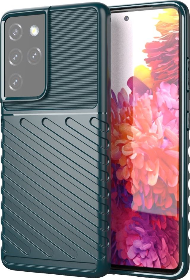 Braders Etui Thunder Case Elastyczne Pancerne do Samsung Galaxy S21 Ultra 5G zielony