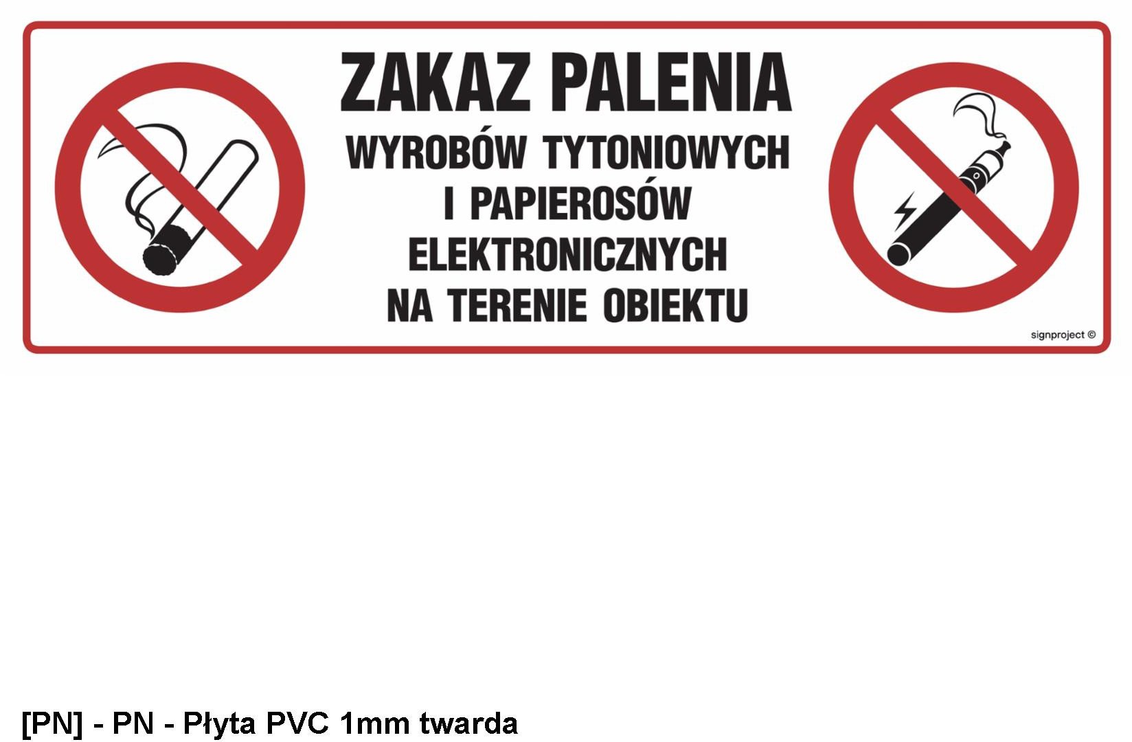 NC088 - Zakaz palenia wyrobów tytoniowych i papierosów elektronicznych na terenie obiektu 600x200