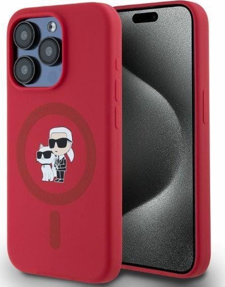 Karl Lagerfeld Karl Lagerfeld KLHMP15LSCMKCRHR iPhone 15 Pro 6.1" czerwony/red hardcase Silicone KC Heads Ring MagSafe