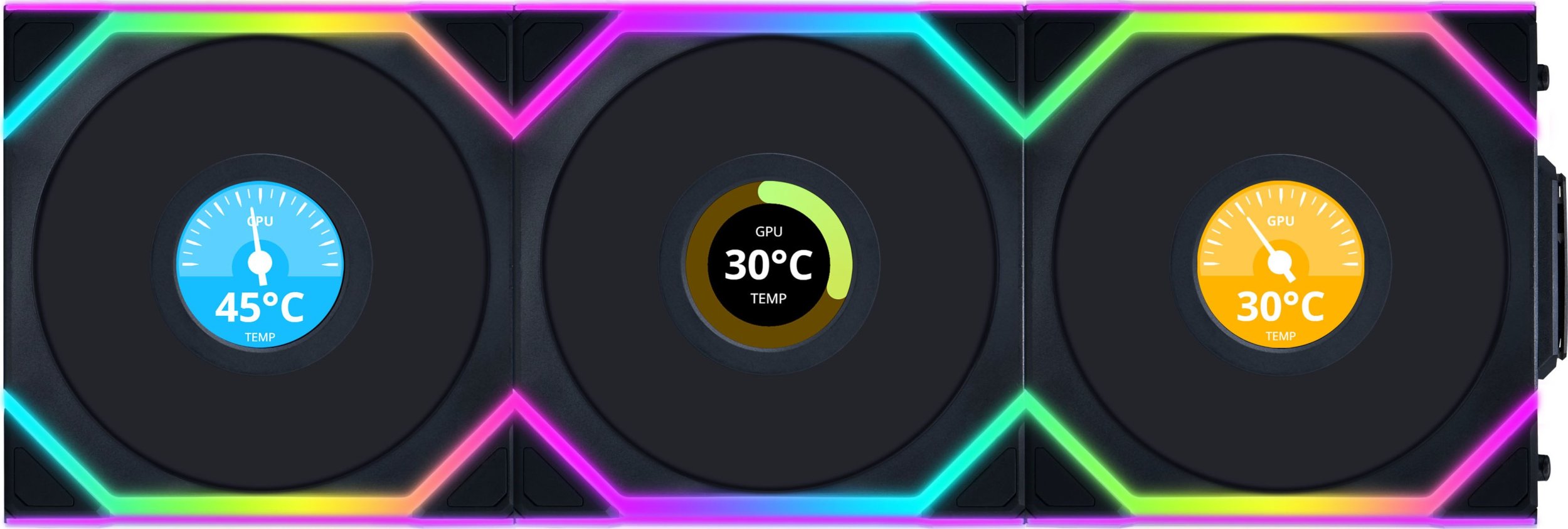 Wentylator Lian Li UNI FAN SL Wireless LCD 120 Reverse Blade 3-pack czarny (12RSLLCD1W3B)