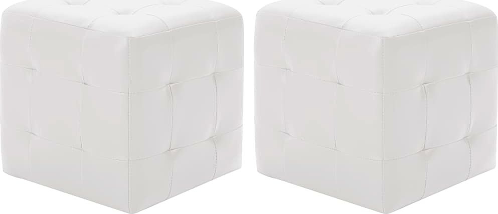 Elior Zestaw białych puf do salonu - Zauri 2X