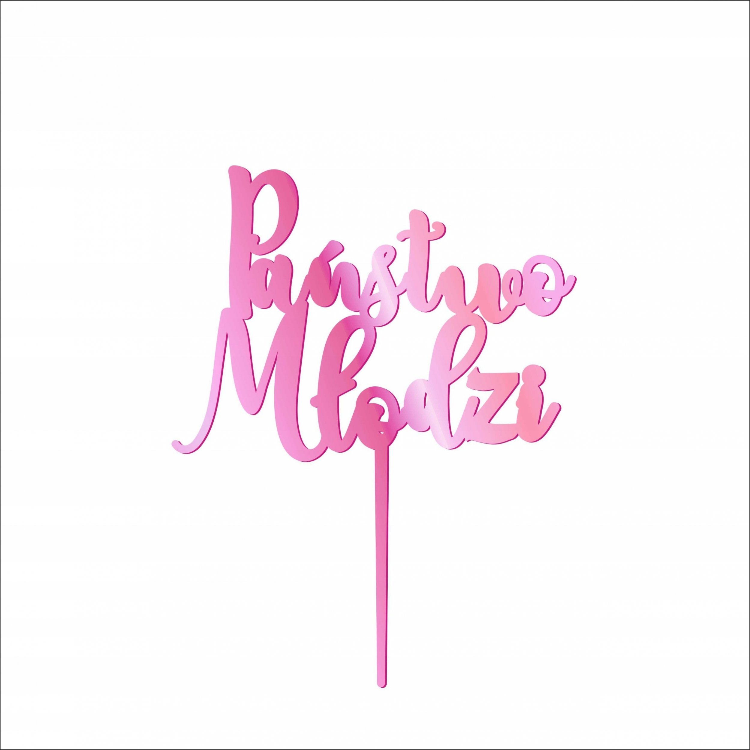 details Topper Państwo Młodzi złoty srebrny rózowe lustro