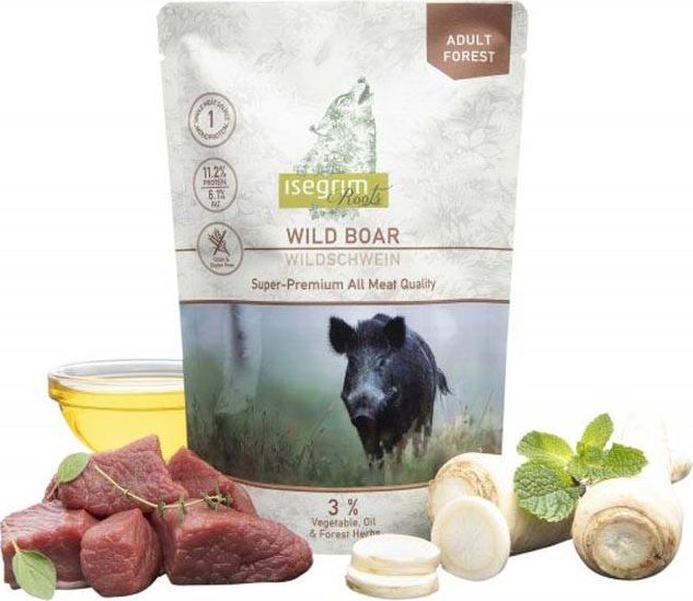 Isegrim Isegrim Adult Wild Boar Monoprotein - monoproteinowa mokra karma dla dorosłych psów, czysty dzik z pasternakiem i olejem lnianym, saszetka 410