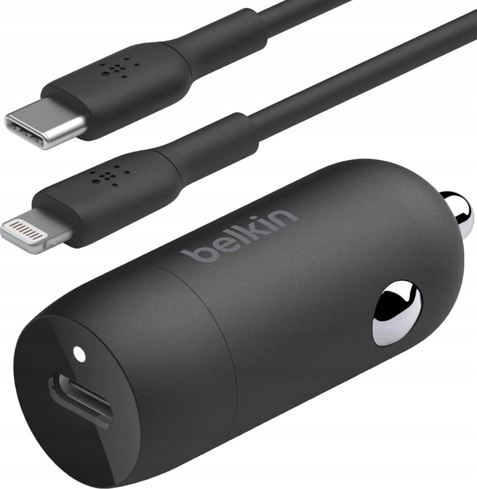 Ładowarka Belkin Belkin USB-C Car Charger 30W PD 1m Lightning-Cab.CCA004bt1MBK-B5
