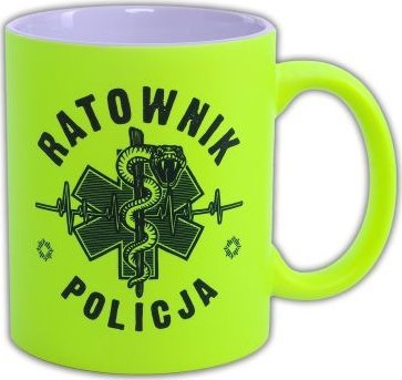 Polska Firma Kubek RATOWNIK POLICJA żmija 330 ml - żółty FLUO