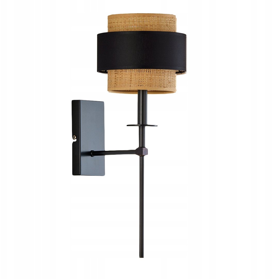 Podłużny kinkiet lampa ścienna z rattanowym kloszem VADUZ BOHO w stylu boho