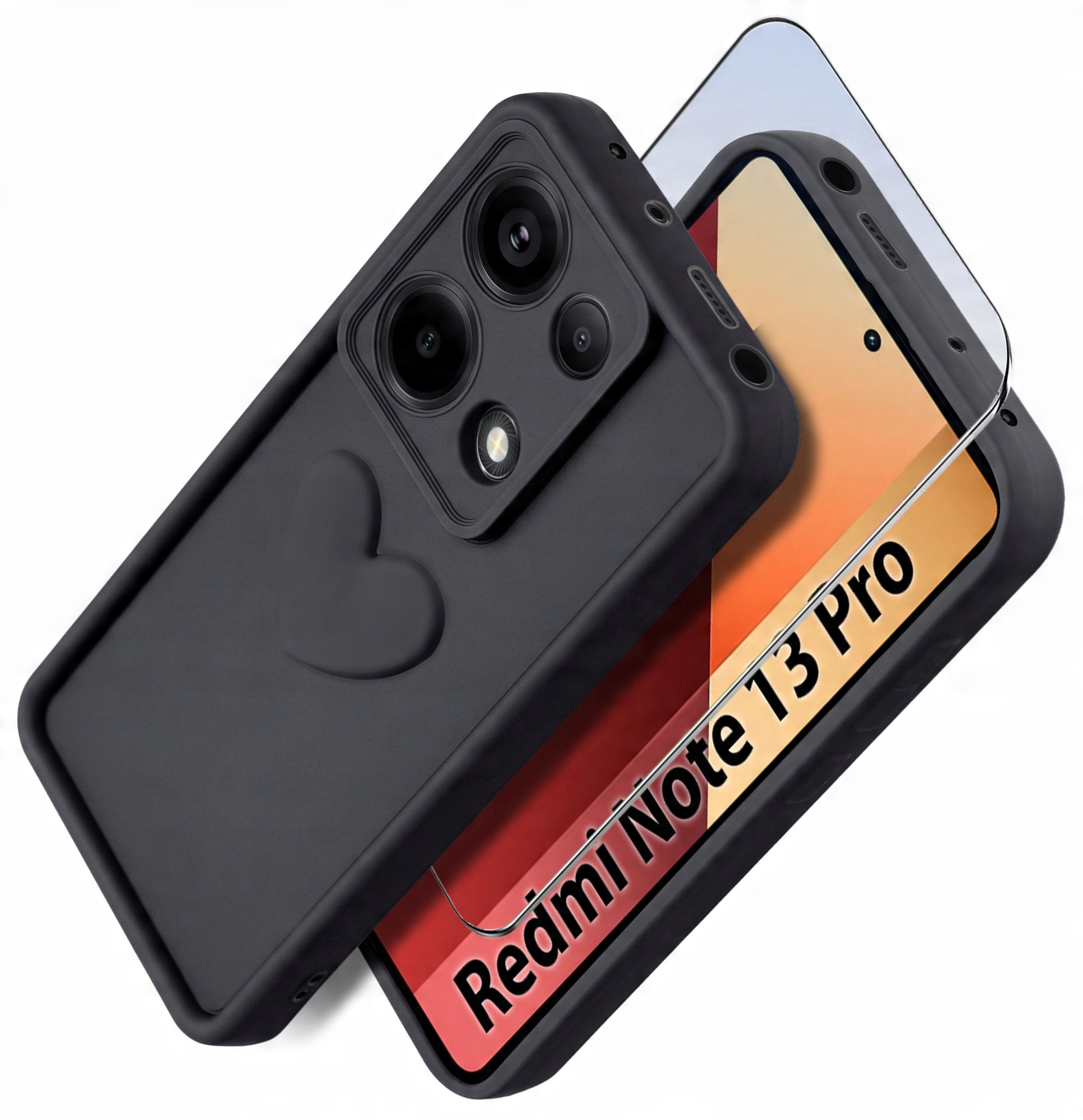 Etui do Xiaomi Redmi Note 13 Pro 4G silikonowe MATOWE serce + Szkło 9H