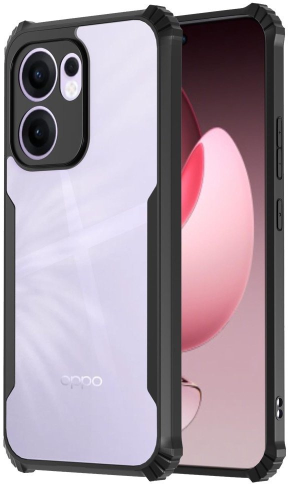 Etui pancerne do Oppo Reno 13 F, przezroczysto-czarne