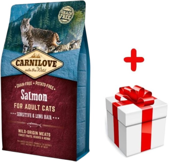 CARNILOVE Cat Salmon Sensitive & Long Hair 6kg + niespodzianka dla kota GRATIS!