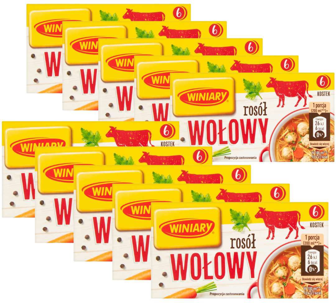 Winiary Rosół wołowy 60 g (6 sztuk) x 10 sztuk