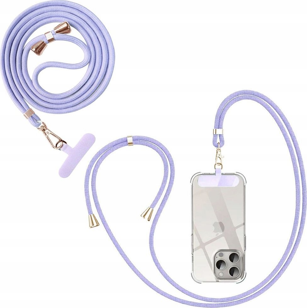 OEM Zawieszka SWING (8mm) do telefonu z regulacją długości / długość sznura 165cm (max 82,5cm w pętli) / na ramię lub szyję - purpurowy