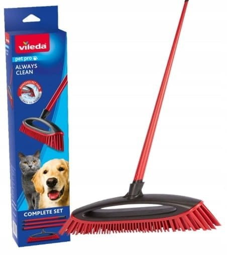 Vileda Szczotka do zamiatania sierści i włosów 5x12x33cm Gumowe włosie