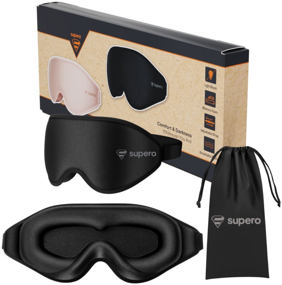 Maska na oczy SUPERO Eyeshade ShadowFlex, czarna