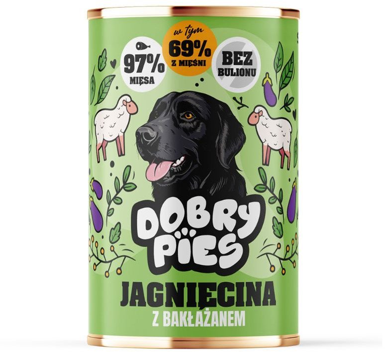 Dobry Pies Jagnięcina z bakłażanem 400g