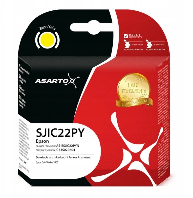 Tusz Asarto do Epson SJIC22PY | C33S020604 | 34ml | yellow
