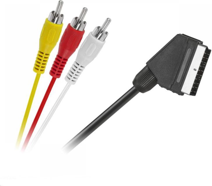 Kabel Scart - RCA (Cinch) x3 3m czarny (KPO2716-3)