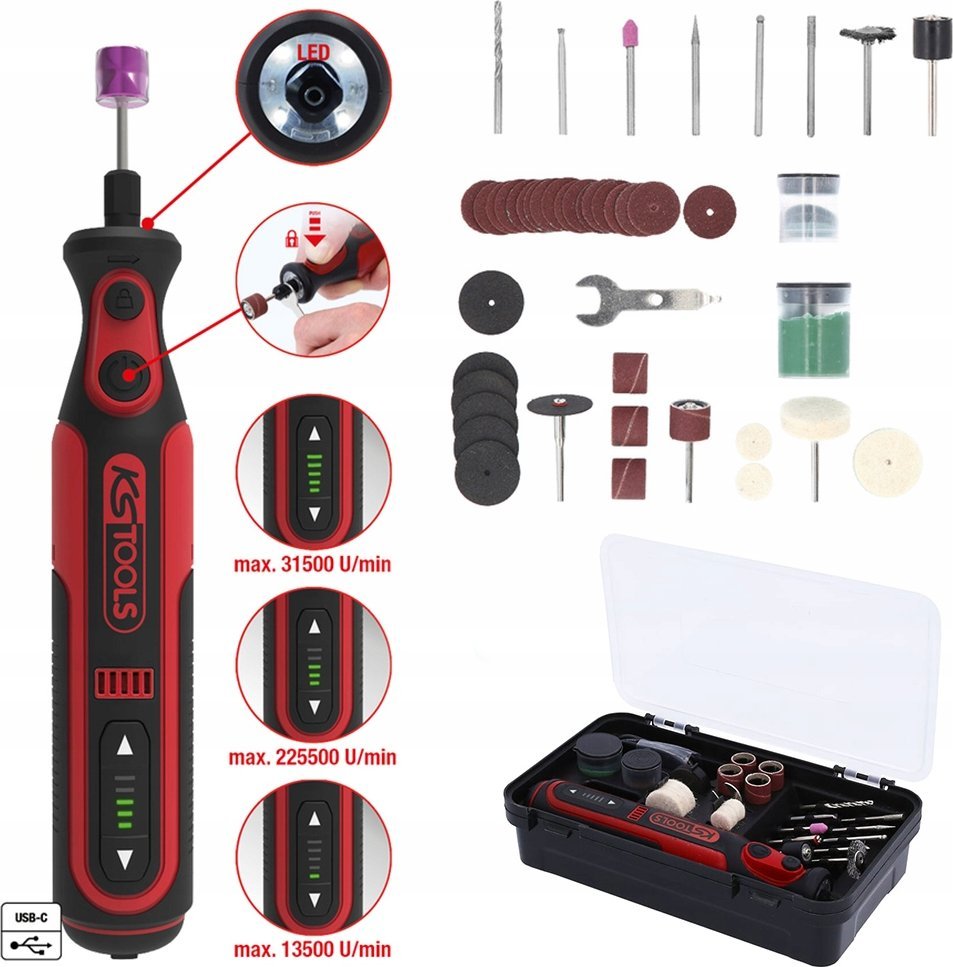 KS Tools eMonster rechargable grinder set, 50 pcs, KS Tools