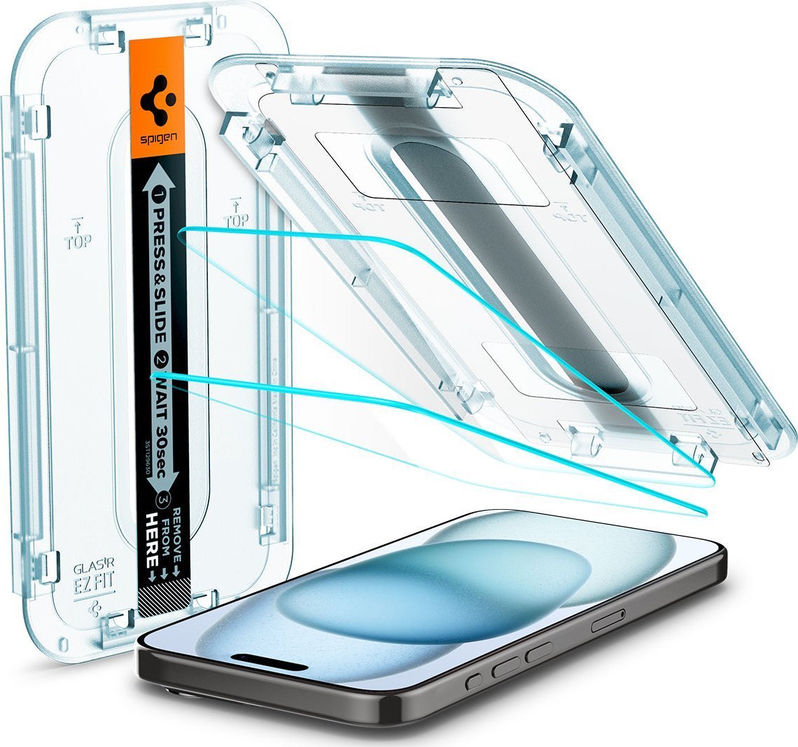 Spigen Spigen Glass tR EZ Fit 2 Pack, transparency - iPhone 15