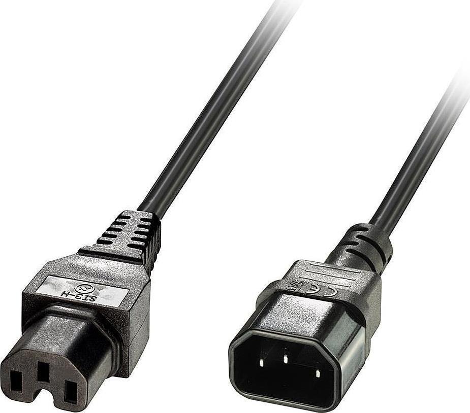 Kabel zasilający Lindy Lindy 30314 Przedłużacz zasilający IEC C14 to IEC C15 odporny na wysokie temperatury - 2m