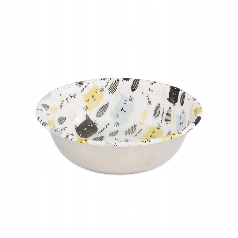 Barry King Miska dla kota ze stali nierdzewnej emaliowana wzór CAT FACE SELECTA 350ml