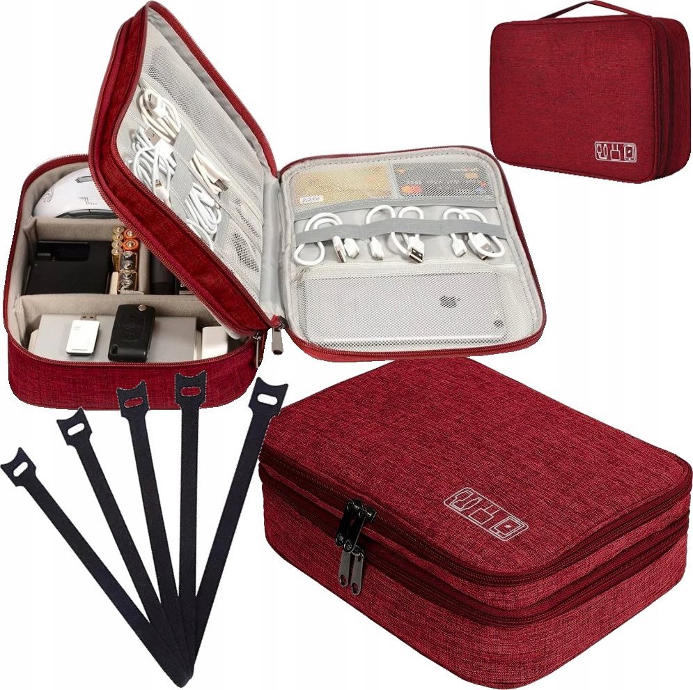 Wobell ORGANIZER PODRÓŻNY TORBA NA KABLE ŁADOWARKI AKCESORIA +5 RZEPÓW