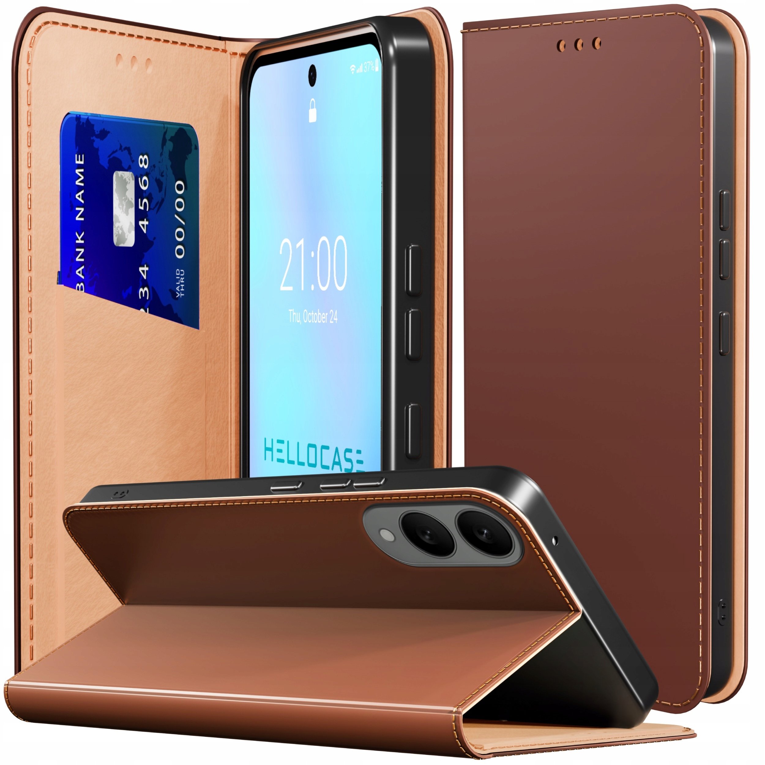 Etui z Klapką do Samsung Galaxy S25 Edge (Skórzane, Magnetyczne, Brązowe)