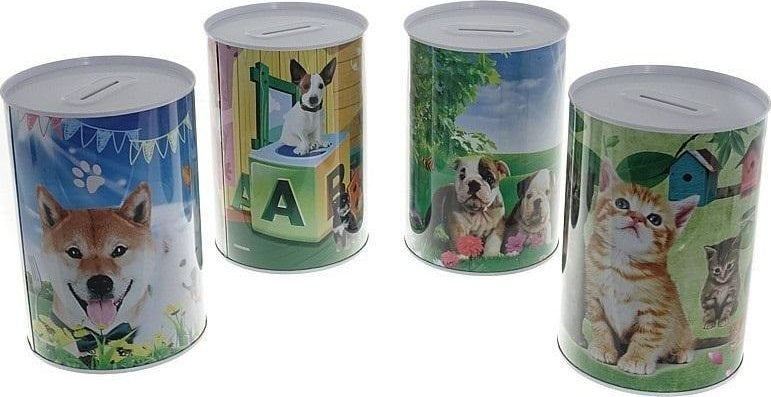 Adar Skarbonka metalowa 14,5x10cm psy i koty MIX