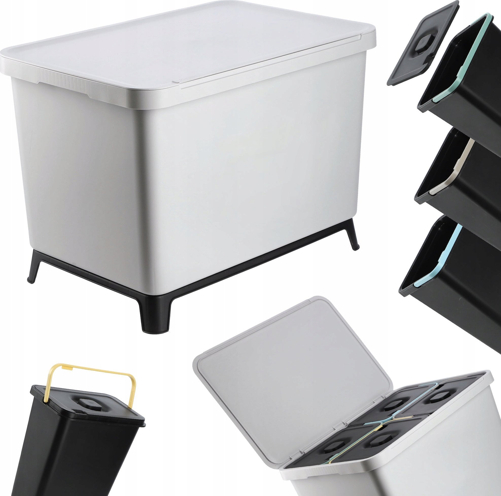 Kosz na śmieci Kadax 4xKADAX Kosz Na Śmieci Wiszący Pojemnik Do Segregacji 10L Popiel Z Uchwytem