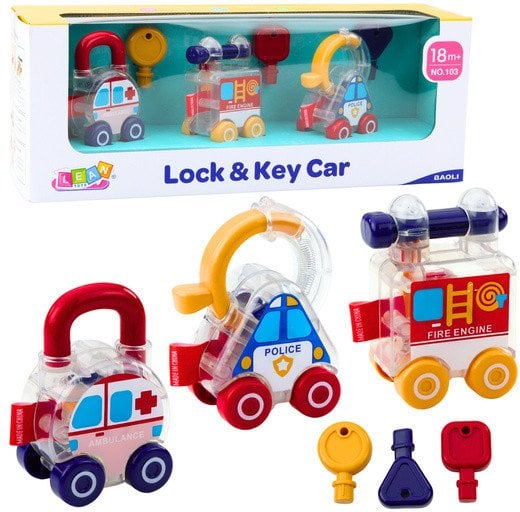 Zestaw Autek Z Kluczem Edukacyjne Policja Straż Karetka 3szt