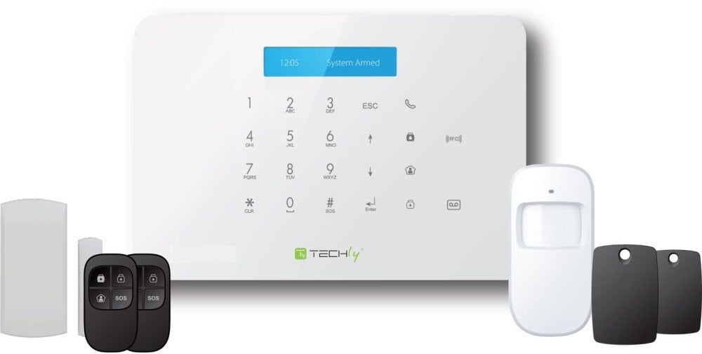 Zestaw alarmowy GSM centralka/2 czujniki/2 piloty/2 karty RFID