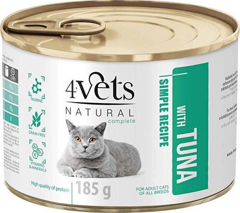 4Vets Natural Mokra karma dla kota z tuńczykiem 185 g