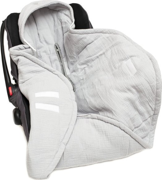 PULP BAMBOO Kocyk do fotelika muślinowy- Siwy