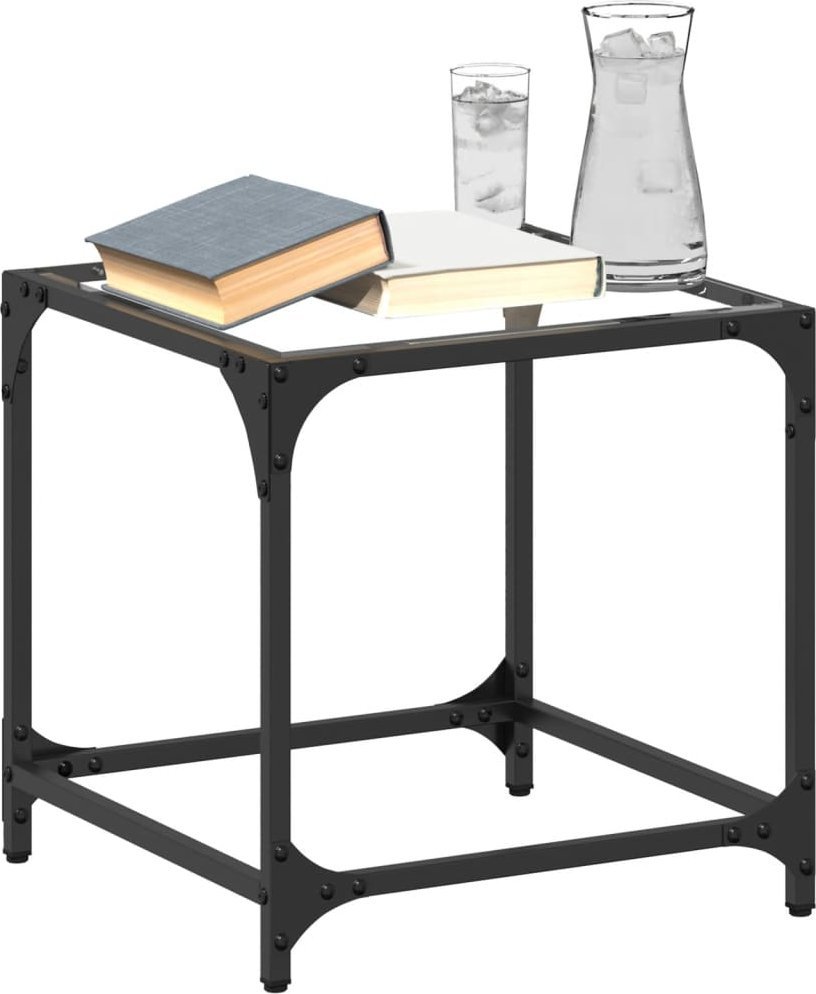 vidaXL Stoliki kawowe ze szklanym blatem, 2 szt., 40x40x40 cm, stal