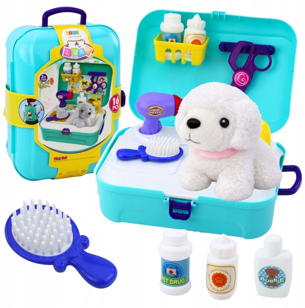Zestaw Piękności Salon Kosmetyczny Dla Zwierząt Walizka Plecak 16 el.