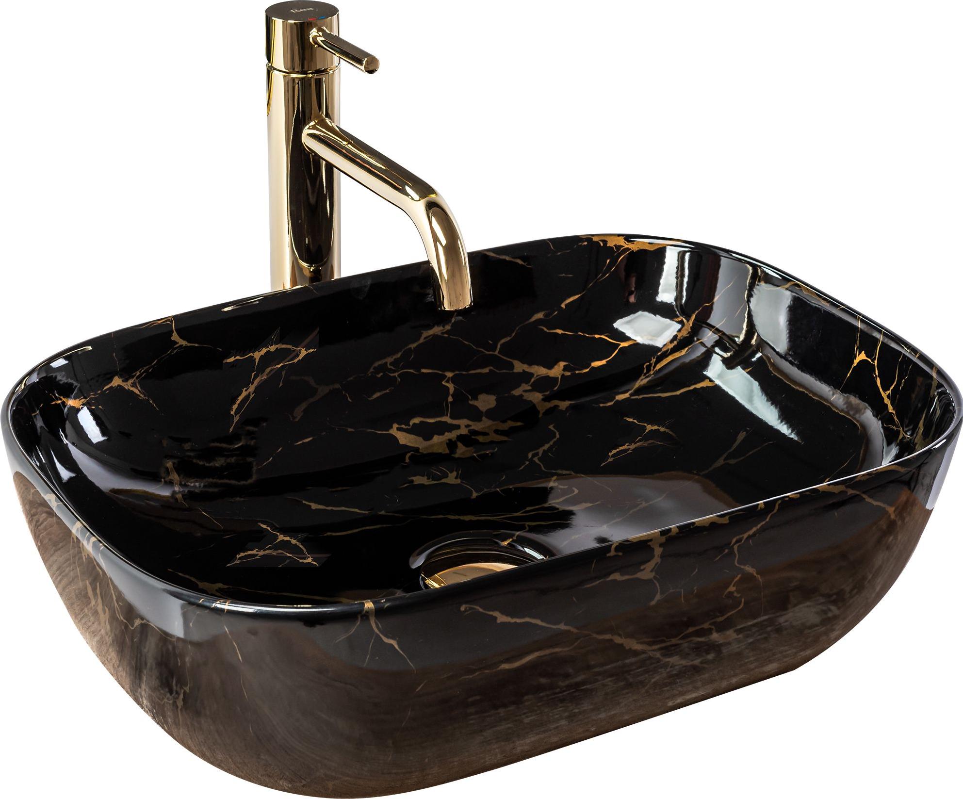 Umywalka Rea Umywalka nablatowa Rea Belinda Black Marble shiny