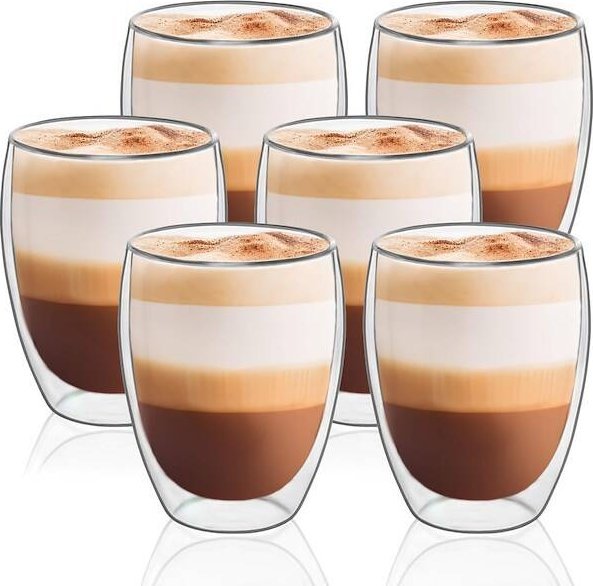 Springos Szklanki termiczne 6 szt. na kawę herbatę 350ml z poddwójnym dnem UNIWERSALNY