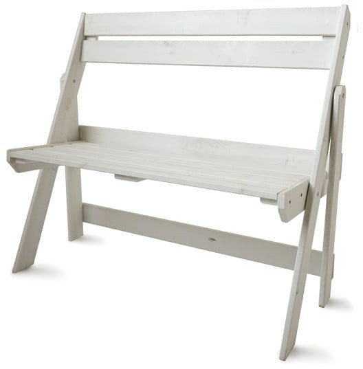 Ławka Ogrodowa Z Oparciem Drewniana Nowoczesna 105cm Sosna Biała