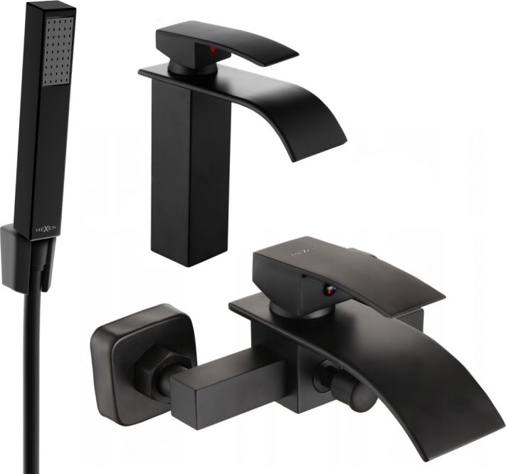 Mexen Mexen Aries R77 zestaw wannowy, czarny - 744803R77-70
