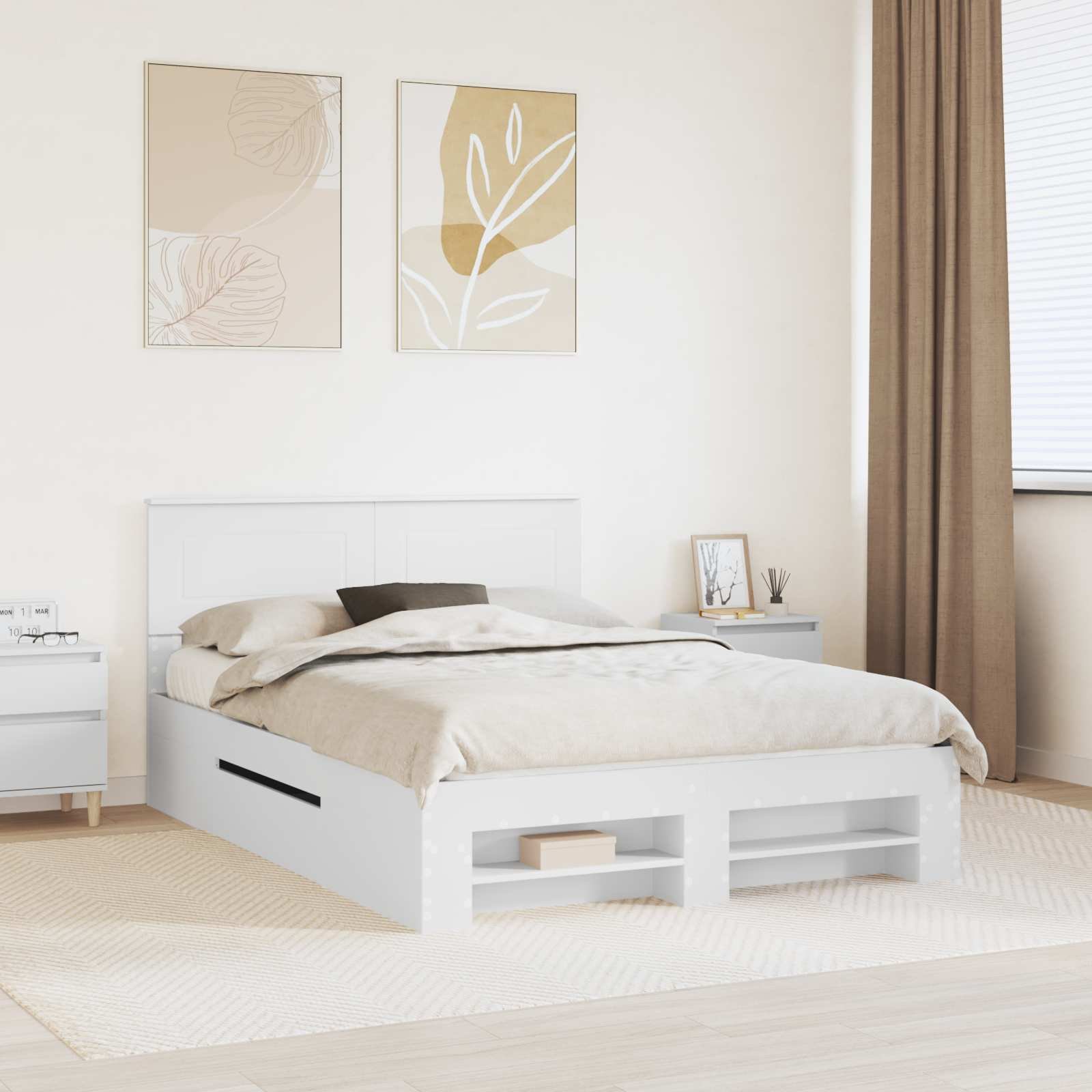 vidaXL Ramka łóżka Biały 160 x 200 cm Materiał drewnopochodny