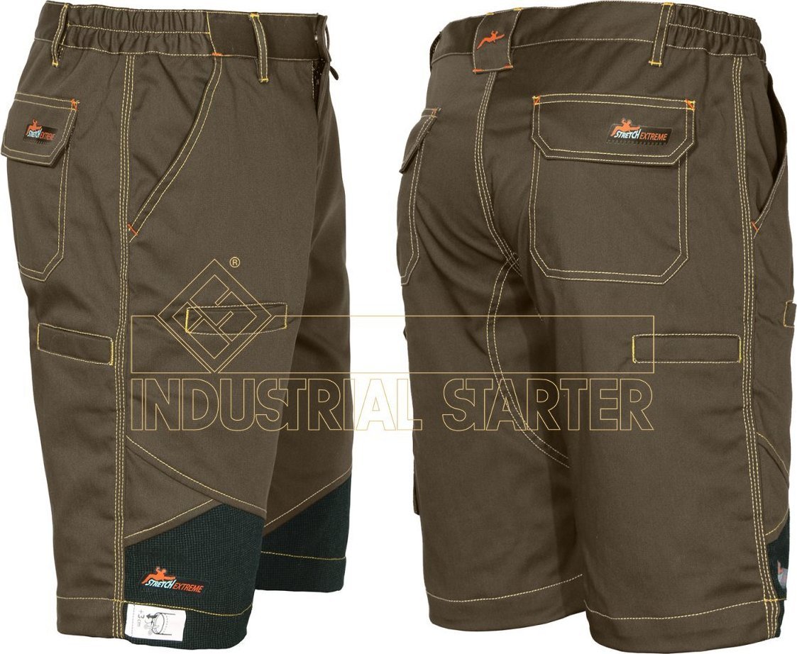 INDUSTRIAL STARTER STRETCH EXTREME 8834B - spodenki robocze, bermudy, elastyczny materiał, wstawki odporne na przetarcia, odblaski - jasnoszary XXL