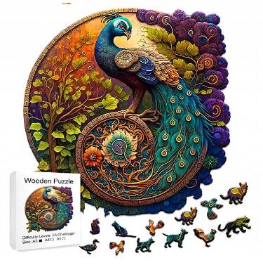 Puzzle Drewniane Wooden A3 dla dzieci i dorosłych 180 el. Paw