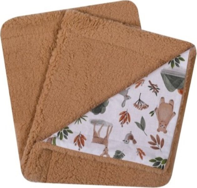 UVIE Kocyk Teddy Miś oliwkowe drzewa 87x77 cm brązowy