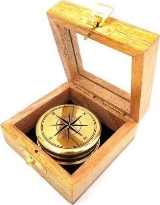 Giftdeco Kompas mosiężny w pudełku drewnianym C-57R