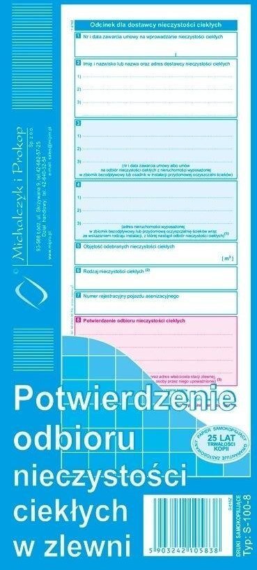 Potwierdzenie odbioru nieczystości...S-100-8