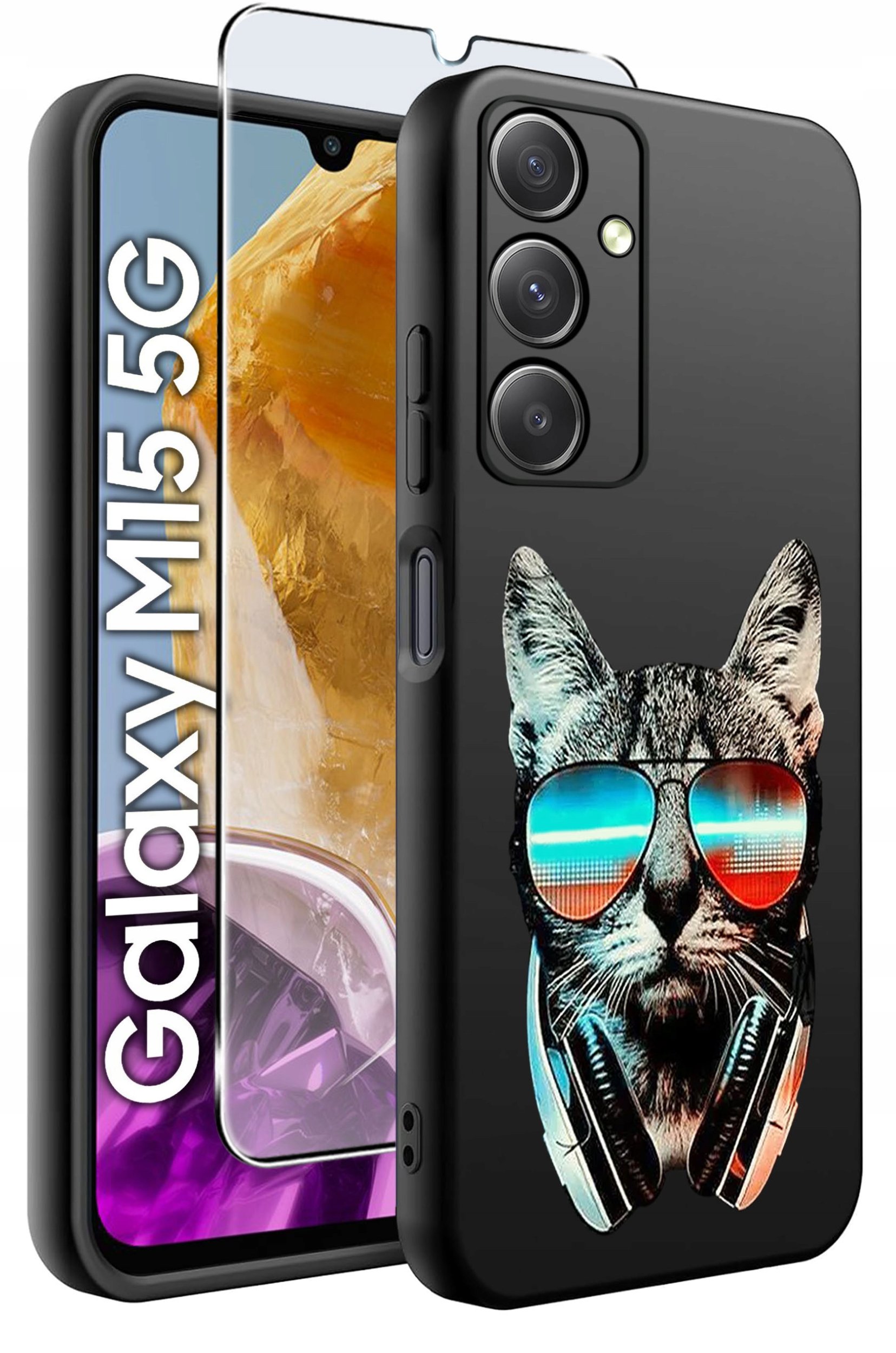 ETUI do Samsung M15 5G WZORY | SILIKONOWE MATT CASE + SZKŁO HARTOWANE 9H