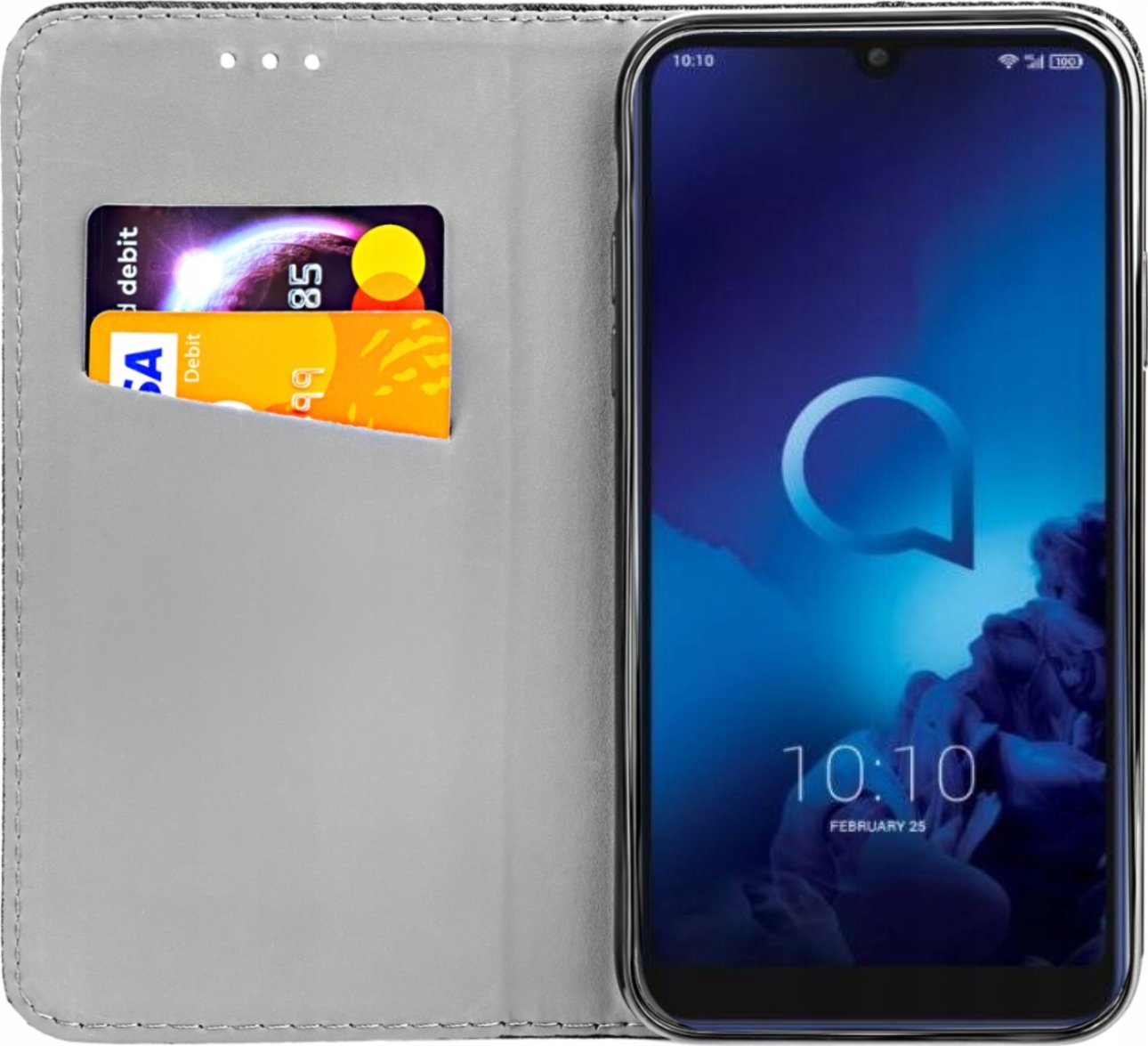 Hello Case ETUI Z KLAPKĄ DO ALCATEL 3L 2019 CZARNE ZAMYKANE MAGNETYCZNE KABURA FUTERAŁ