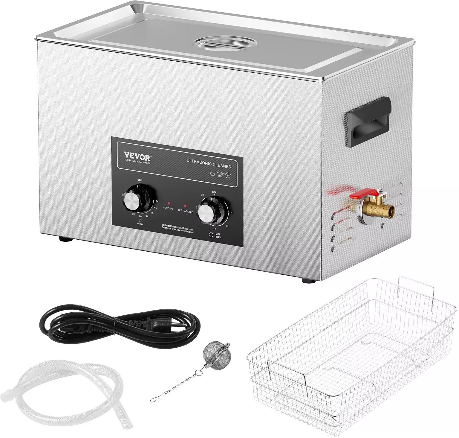 Ultradźwiękowa myjka 30L z grzałką i timerem 360W do części i narzędzi