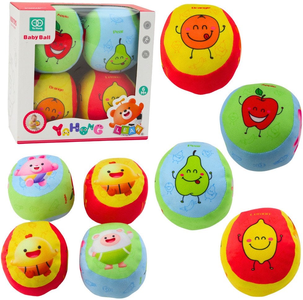 Zestaw Miękkich Piłeczek Dla Malucha Owoce Kolorowe 4szt